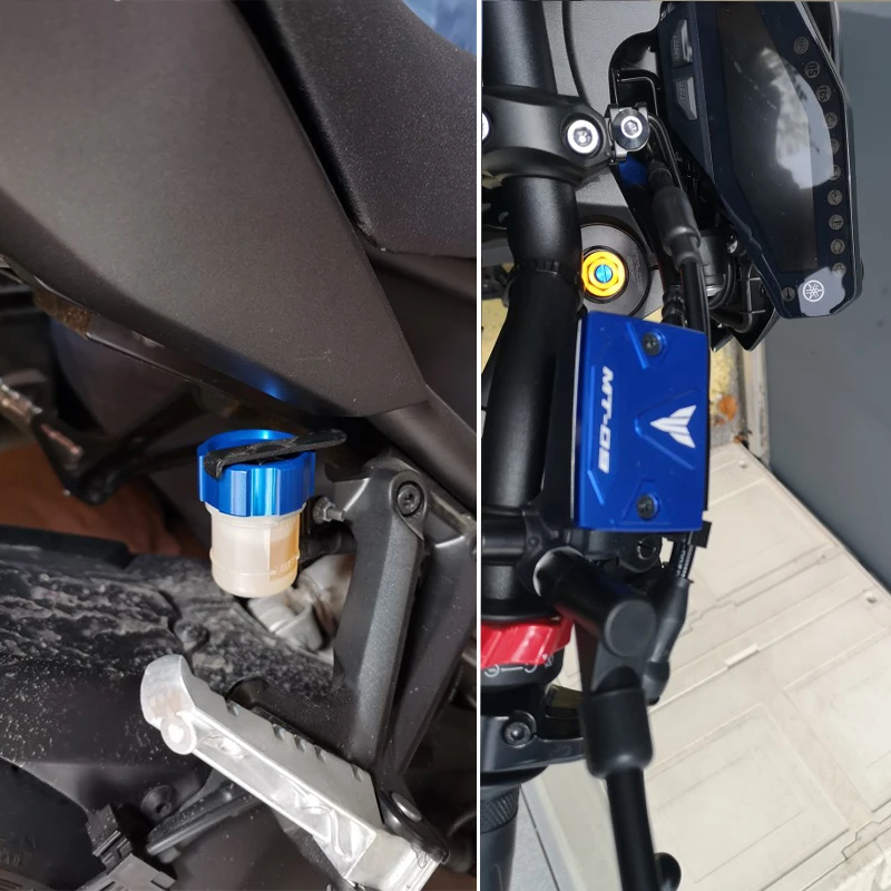 For Yamaha MT09 mt 09 07 2014-2020 MT07 2021-2023 Accessories Motorcycle Front and Rear Brake Tank Cap + Engine Oil Filler Cap