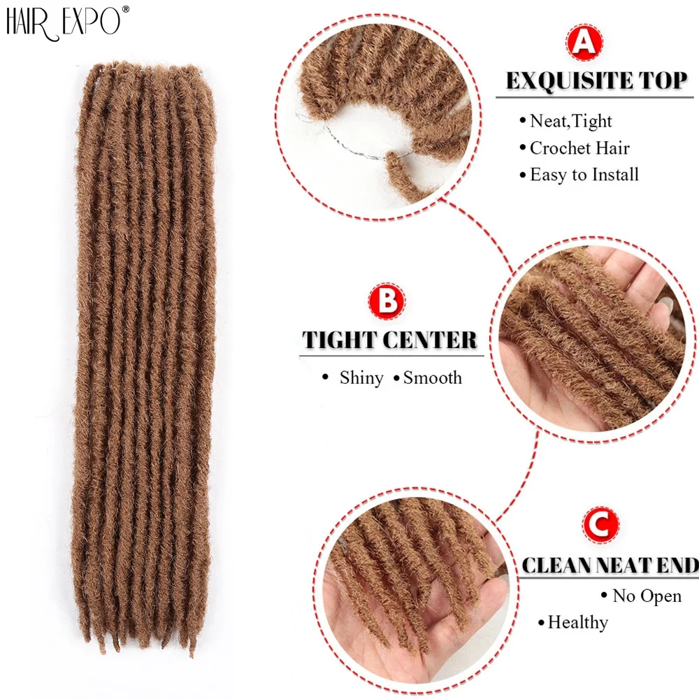 18Inch Synthetic Faux Locs Crochet Braids Hair Nature Soft Dreadlocks Hair Extensions Ombre Straight Gypsy Locs Braiding Hair