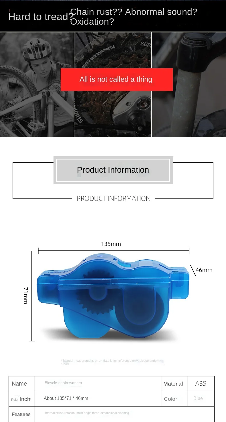Portable Bicycle Chain Cleaner Bike Brushes Scrubber Wash Tool Mountain Cycling Cleaning Kit Outdoor Accessory