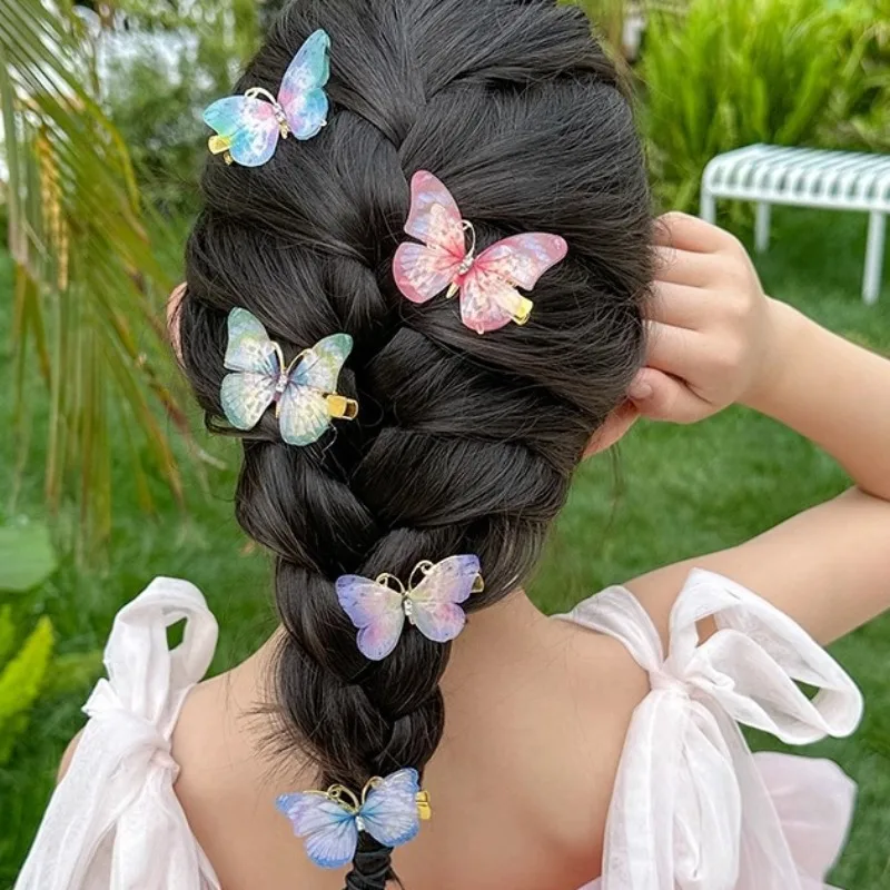 Clips Hair 3D Butterfly Dia ddmysmile Gradient Color Hairpin Baby Girl Moving Wings Bownot Hairpin Barrettes Hairgrip Hair Accessories Smile