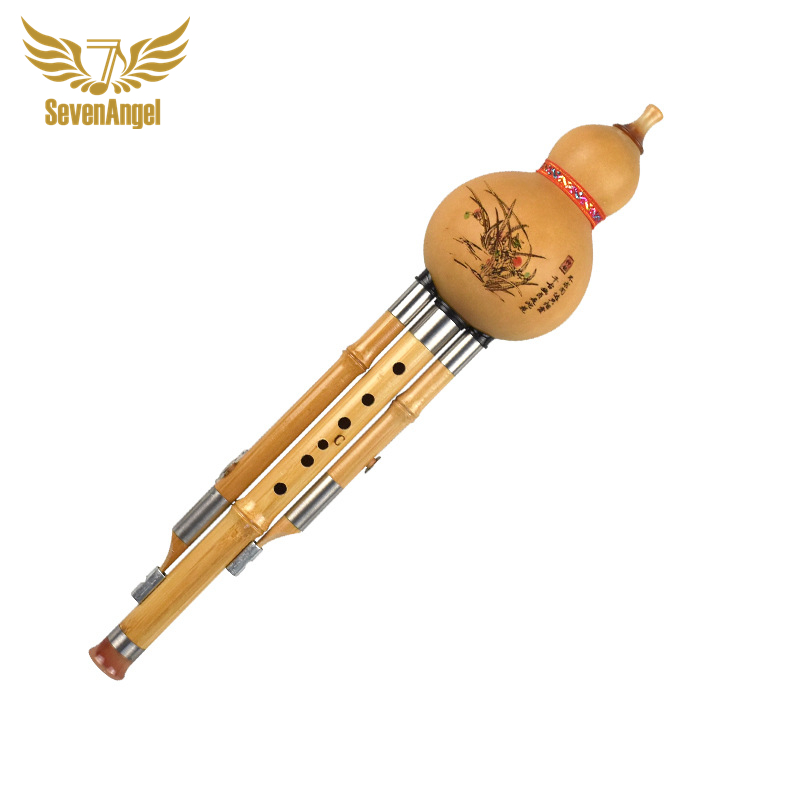 1 Pcs Golden Bamboo Hulusi C or bB Key Optional Three-tone Hulusi Flute Professional Performance Supply School Instrument