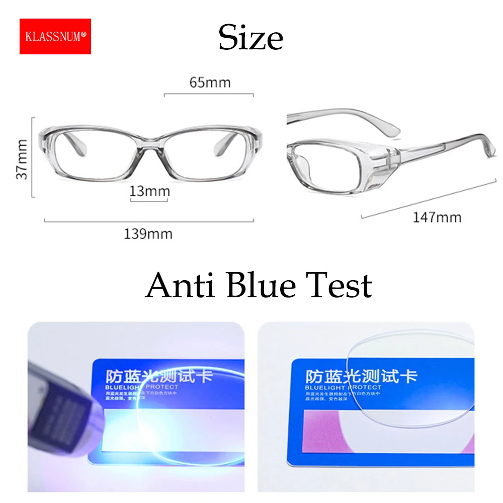 KLASSNUM Women Safety Glasses Anti Fog 2025 Goggles Nail Art Protective Glasses with Side Shields Men Anti new Blue Light Dust UV Glasses