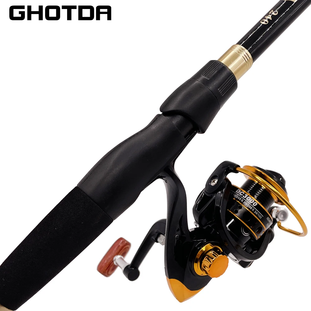 Rod Reel Fishing GHOTDA Combo Full Kit 1.6m-2.4m Telescopic Fishing Rod Casting Spinning Lure Rod With Spinning Reel Carp Set smile