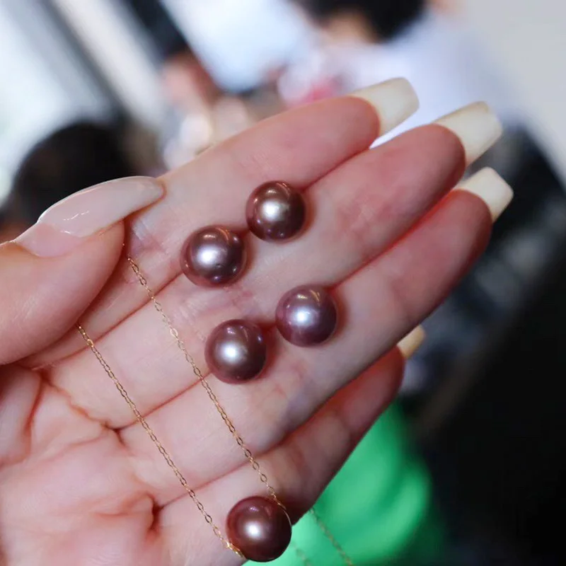 Elegant Purple VANTJ Natural Pearl Jewelry Sets Sterling Real Yellow Gold ddmysmile For Women Lady Party Wedding Jewelry Gift Smile