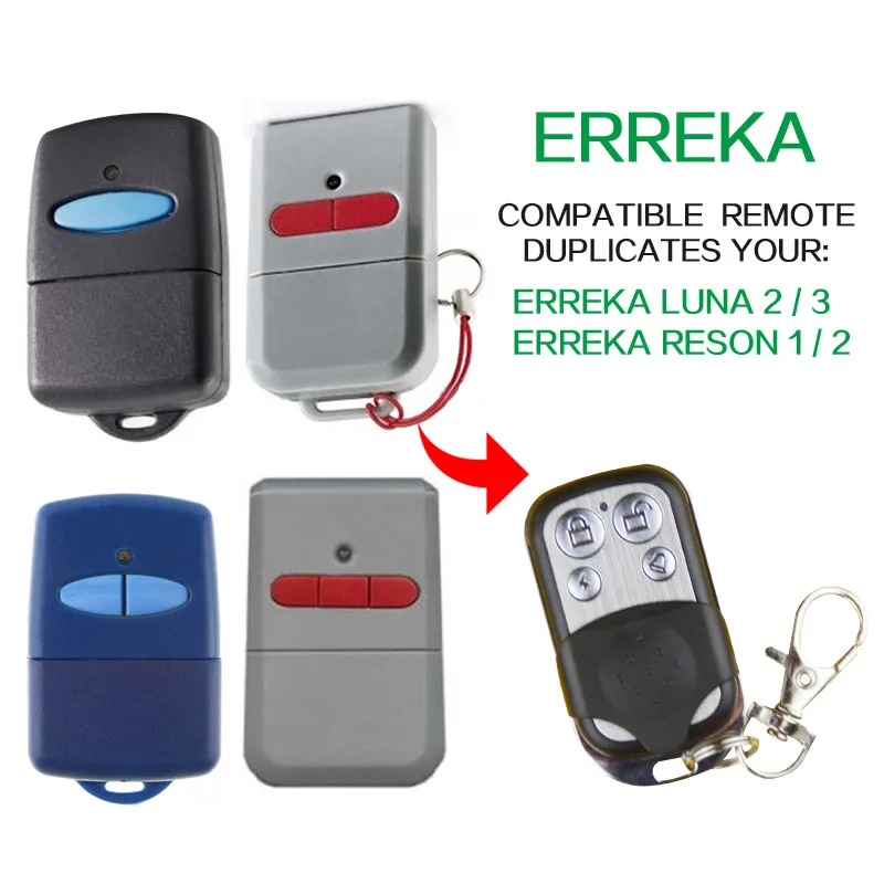 RESON / ERREKA 1 RESON 2 Garage Remote Control Replacement Erreka LUNA 2 / LUNA3 Garage Command 433mhz Fixed Code smile / /