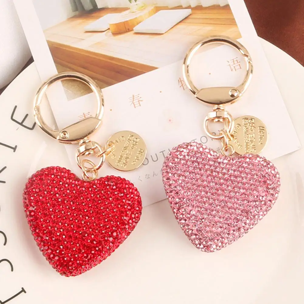 Chain ddmysmile Full Key Shiny Sparkling Multi-Purpose Reusable Gift Accessories Metal Heart Shaped Car Keychain Handbag Pendant Keyring F Smile
