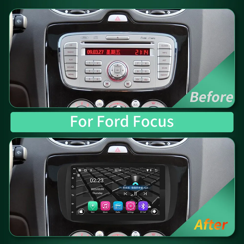 2 Din Car Radio 7inch Fascia Frame For Ford Focus 2 S-Max Mondeo Mk4 9 Galaxy C-Max Kuga 3 CD DVD Dash Audio Interior Panel