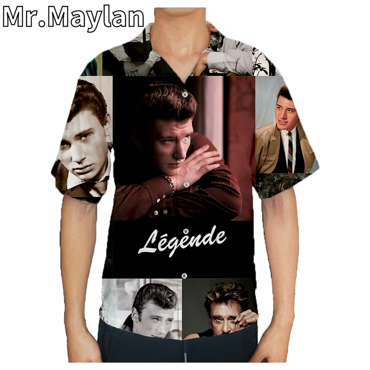 2025 Johnny Hallyday 3D Print Beach Hawaiian 2022 Summer Shirt Short Sleeve Shirt Streetwear Oversized Camisa Social new Chemise Homme-23
