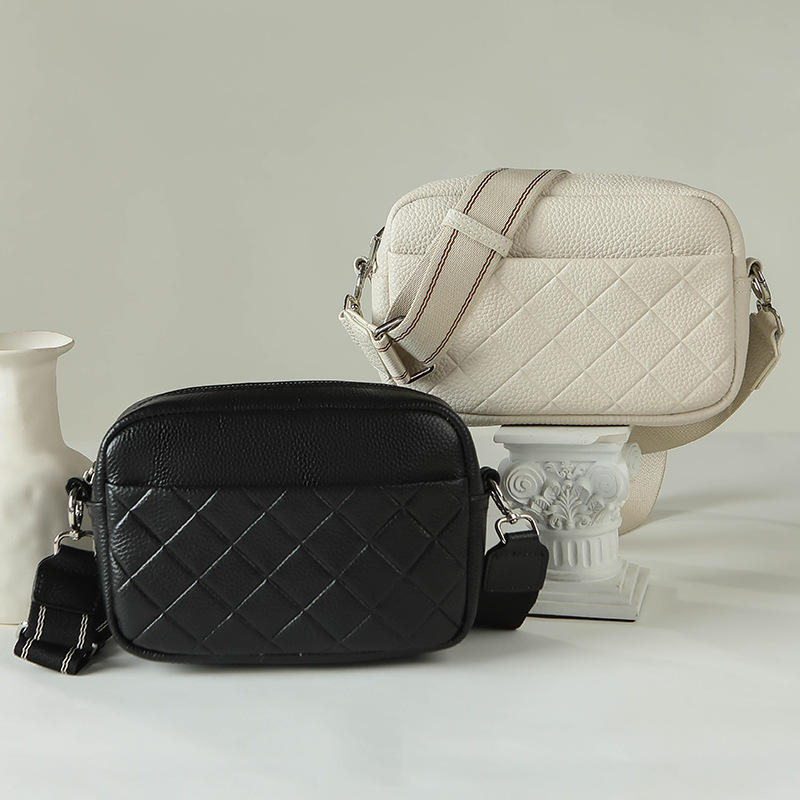 2024 new genuine leather top layer cowhide crossbody women's single shoulder small square bag free shipping