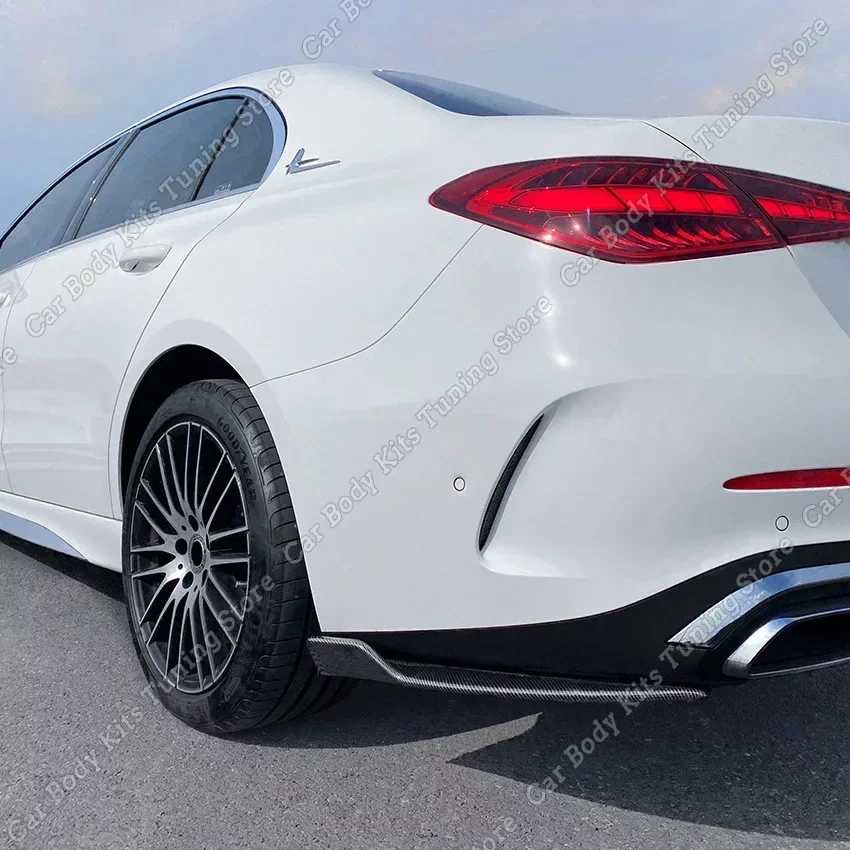 Gloss Black Car Rear Bumper Side Diffuser Splitter Spoiler for Mercedes Benz C Class W206 C200 C260 C300 AMG 2022-2023+