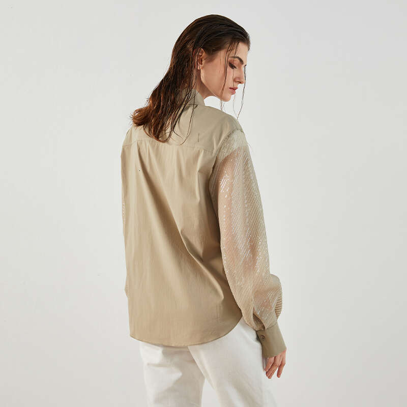 BC K1173w Spring And Autumn Silk Long Sleeved Combed Cotton Lapel Shirt High Quality Women's Wear Blouse