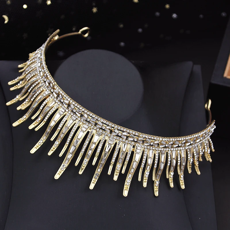 Crown Royal Bride Queen Jewelry Sets Headwear Bridal Tiaras and Choker Necklace Earring Set Prom Wedding Costume Accessories smile