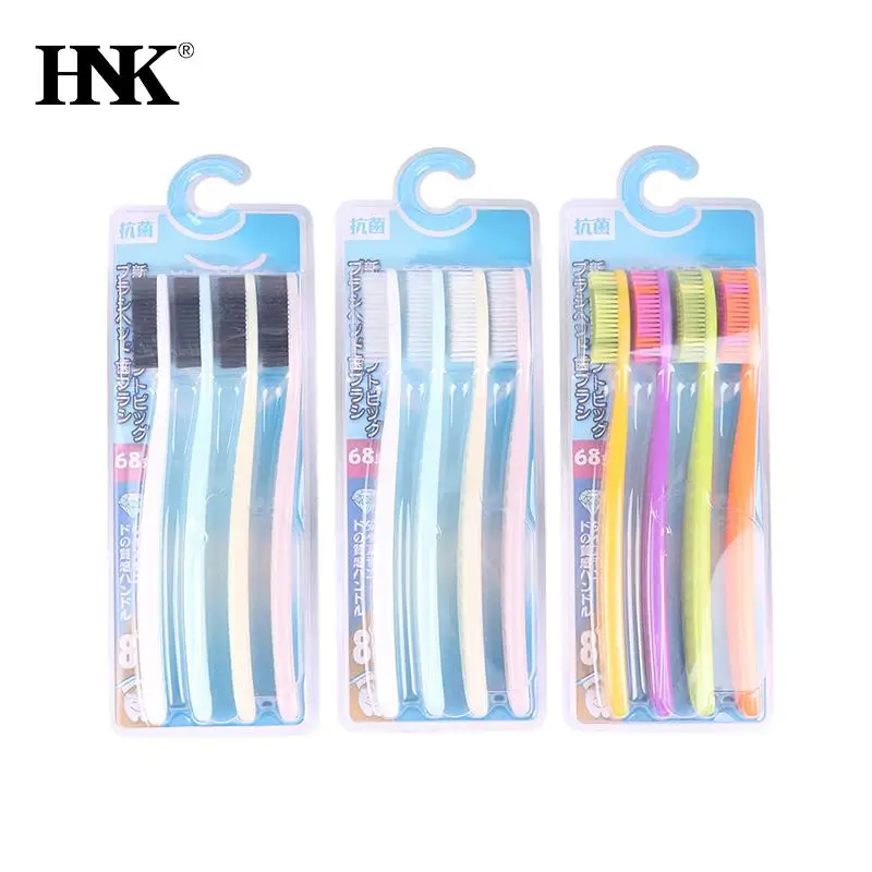 4PCS Soft Colorful Unisex Long Head Adult Big Head Toothbrush Comfortable Soft Oral Cleaning Teeth Brush Manual Toothbrush Set smile