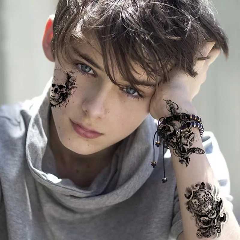 30 pieces/set mens animal eagle dragon tiger lion tattoo stickers cool disposable temporary tattoos on the abdomen and back of the hand temporary tatt