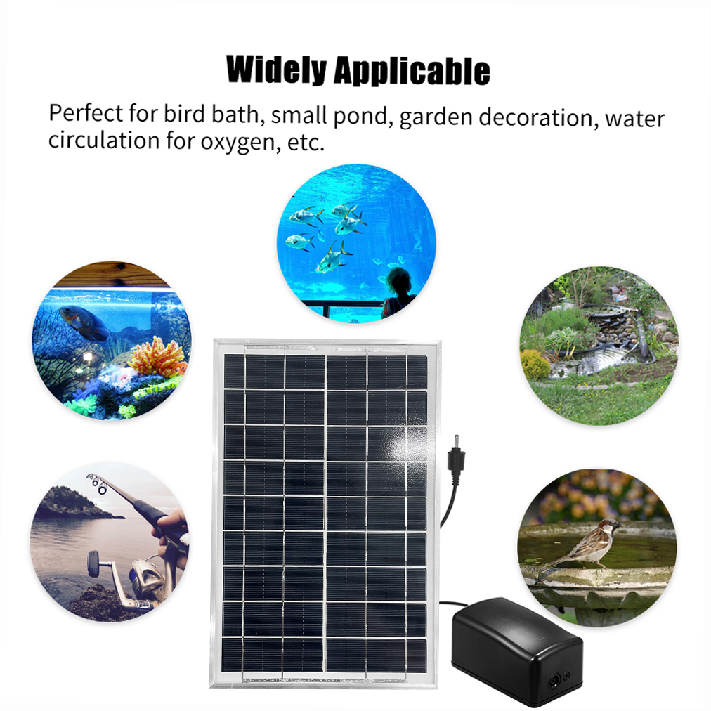Solar Oxygen Pump Fish Tank Oxygenator Aquarium Oxygen Aerator Pond Aerator Air Pump with Aquarium Oxygen Pipe Air Bubble Stone
