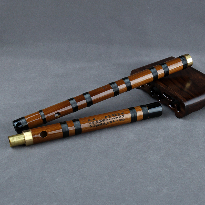 Black Line Chinese Traditional Musical Instrument Handmade Bamboo Flute