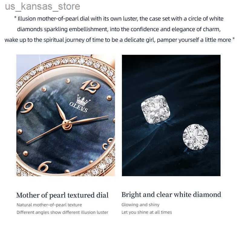 Wristwatches Womens Watches OLEVS Pearl Chain for Women Luxury Diamond Dial Waterproof Original Top Brand Quartz es Gift Sets Relgio Feminino2404