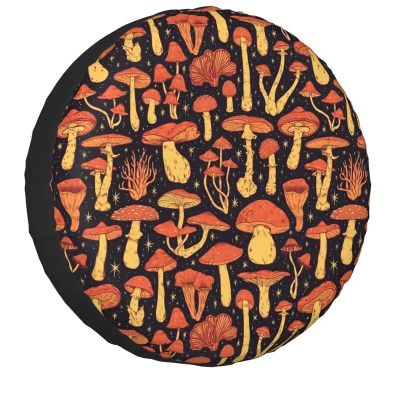 Deadly Orange Mushrooms Tire Cover 4WD 4x4 Trailer Spare Wheel Protector Universal for Prado Pajero Jeep 14" 15" 16" 17" Inch