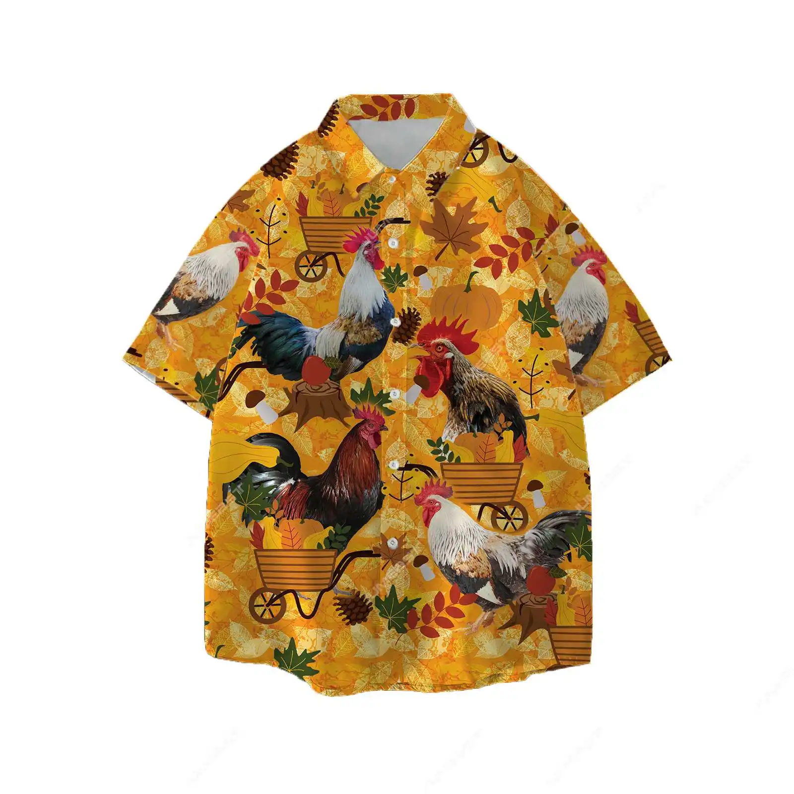 Rooster 3D Jumeast Turkey Printed Men Hawaiian Aloha Shirts Y2K Vintage Beach Unisex Baggy Blouse Chicken Farm Clothing Shirty smile