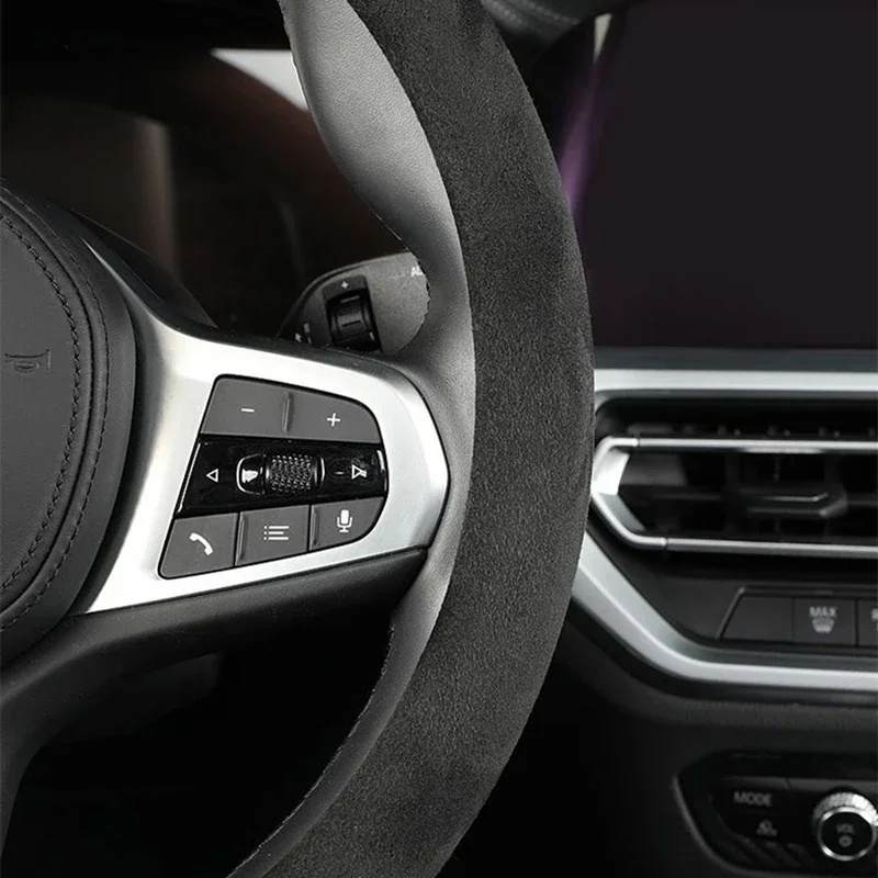 Car Steering Wheel Cover Suede Ultra-thin Non-slip D-shaped Round Breathable new Sweat-absorbent Leather Cover for 2025 All Season