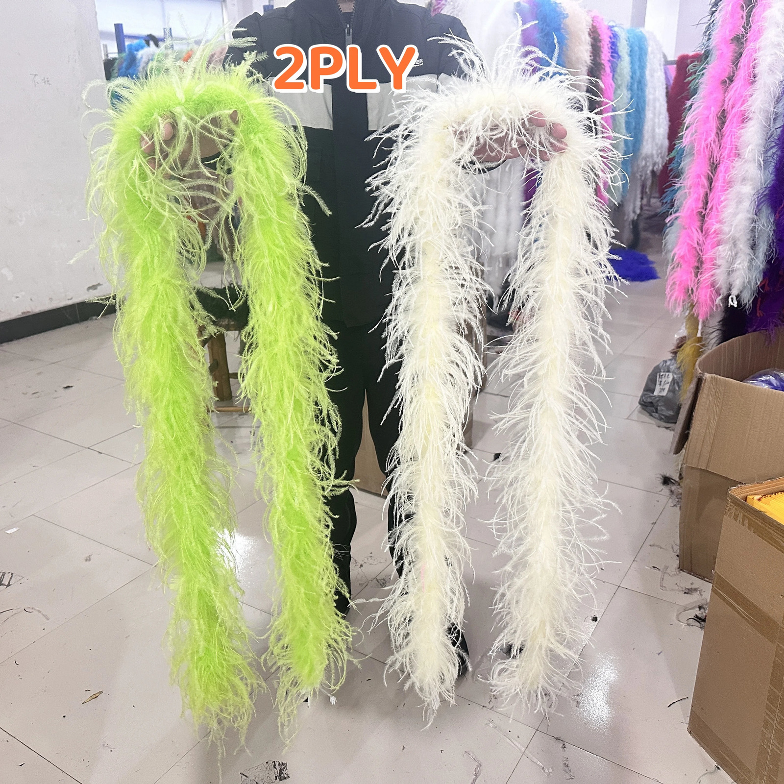 2 3 4 6 10 Ply multi-color ostrich feather Boa 2-meter ostrich feather shawl for party womens clothing DIY decoration scarf 241108