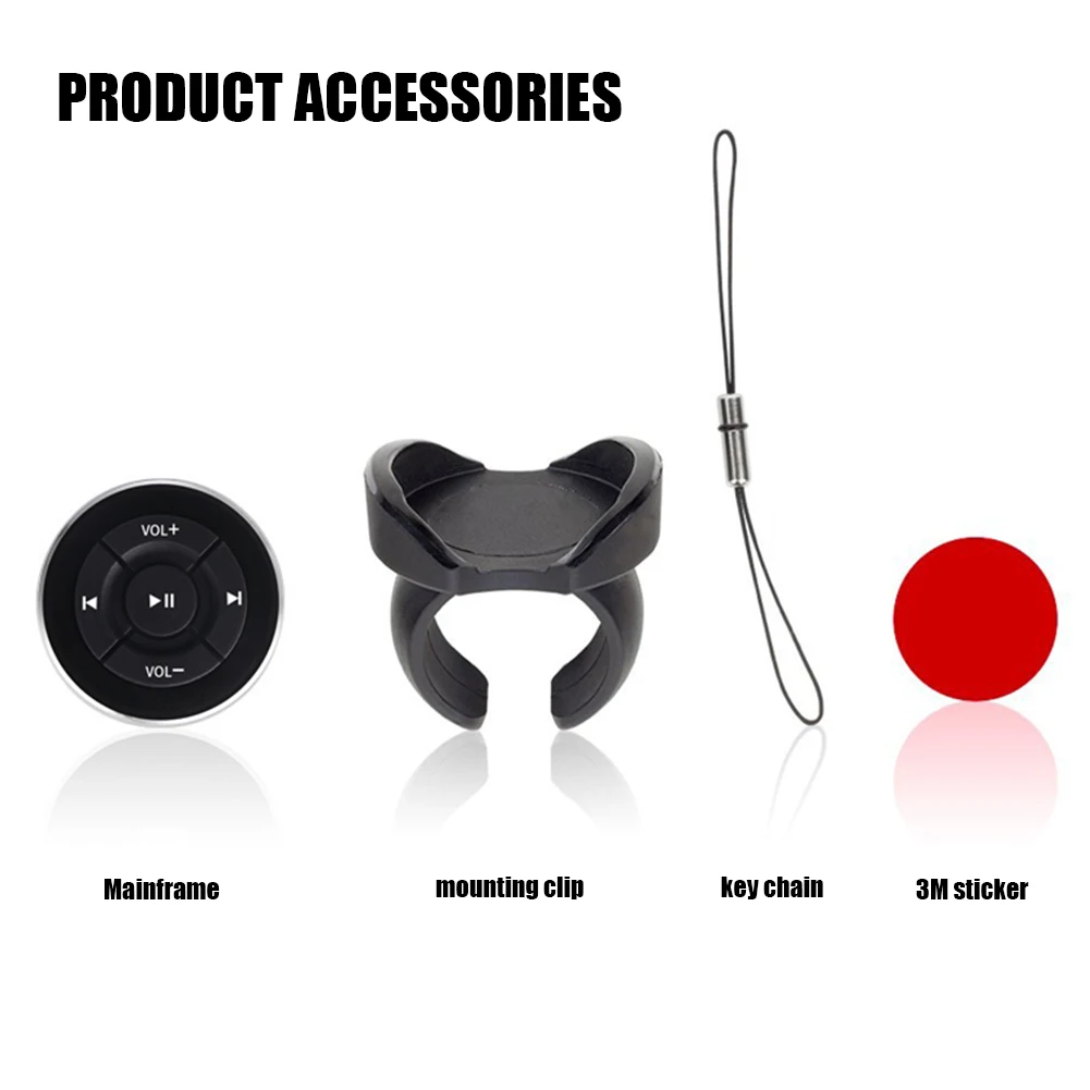 Bluetooth Car Steering Wheel Bike Handlebar Media Remote Control for iOS Android