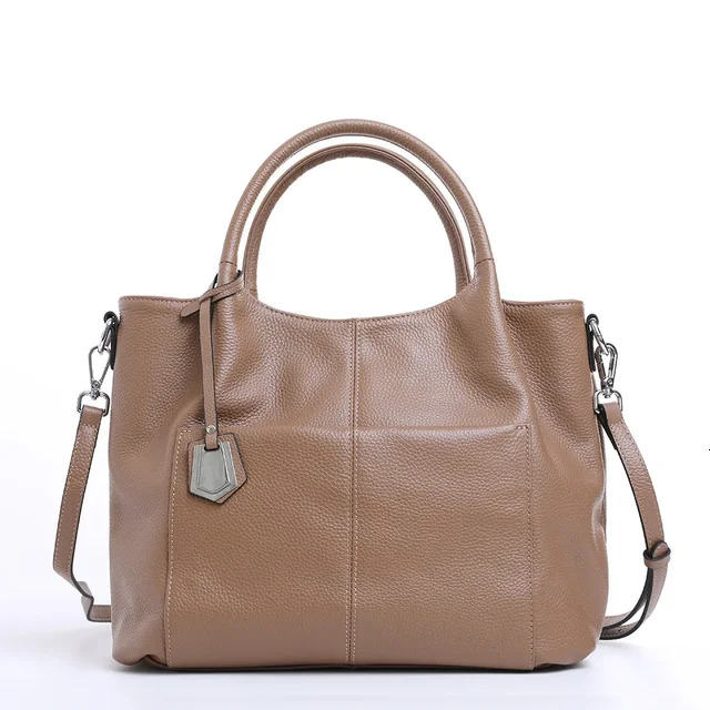 New Autumn Natural Soft Cow Leather Women's Handbag All-Match Mid Age Ladies Shoulder Bag Large Casual Cowskin Tote For Mom Zipper Style Genuine 