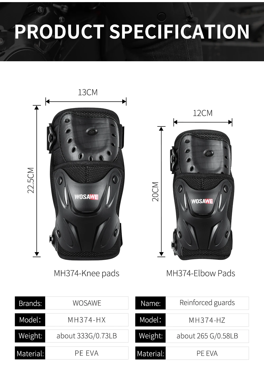 New Motorcycle 2023 WOSAWE Knee Pads Set Knee Protector Moto MX MTB Motocross Protective Gear Knee Guards Kneepad Protection smile