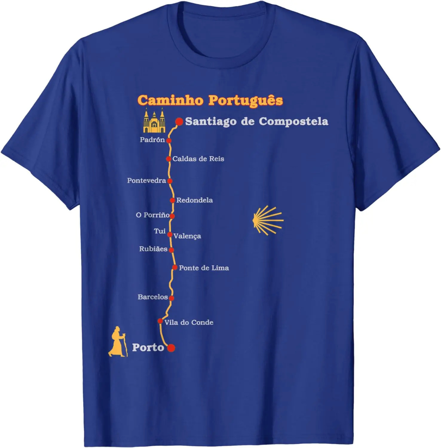 Route Caminho Santiago Camino Portugues TShirt 240409