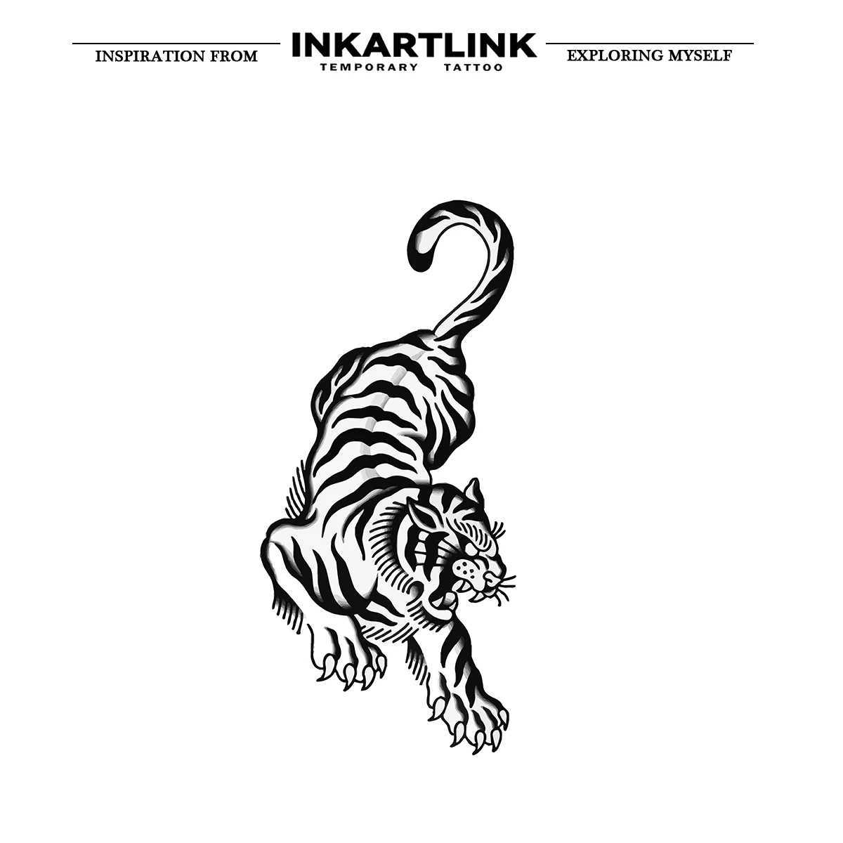 Tiger temporary tattoo lasting for 15 days new technology waterproof semi permanent sticker W241109