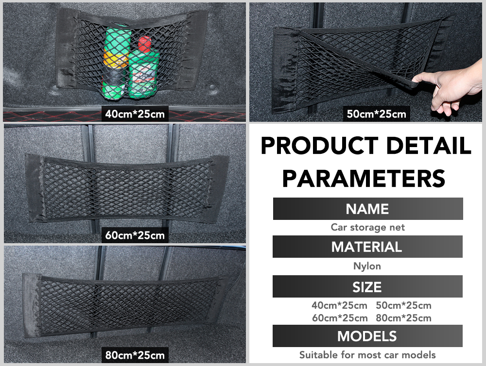 Auto Net Grid Pocket Holder Car Trunk Storage Bag Mesh SUV Lage Sticker Interior Organizer Stuff Netting Nylon 5