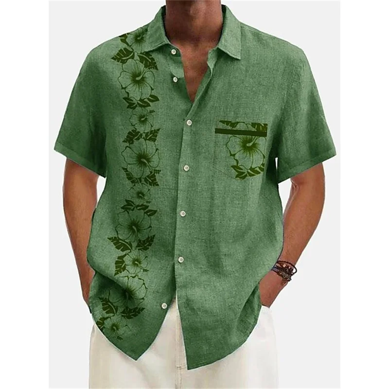 New Hawaiian 2025 shirt men's street shirt holiday casual new short sleeve Haruku coconut tree printed lapel men's oversized T-shirt