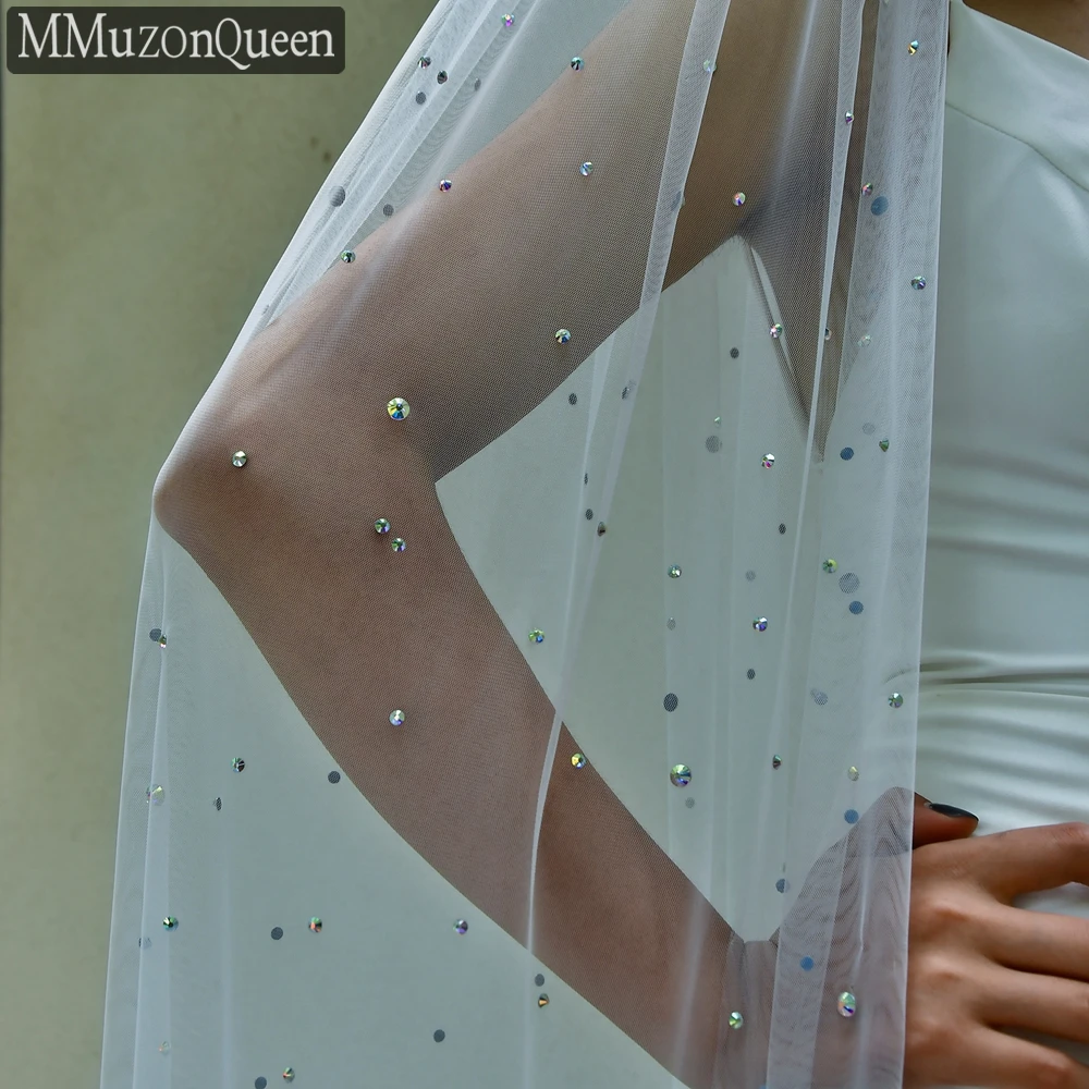 Romantic ddmysmile Dia Mza58c Colored Light And Thin Veil With Hair Comb Soft Handmade Bridal Wedding Waltz Length Veil Smile