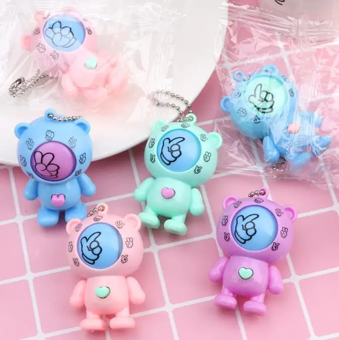 mora keychaine Games Bear Rock Paper Scissors Play Toy Round Egg Keychain Bag Pendant Small Gift
