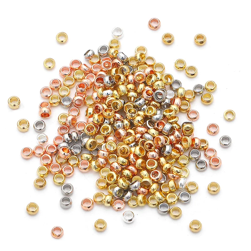 100Pcs 14K/18K/Platinum/Silver/Rose Gold Plating Brass Crimp Bead Caps Connectors For DIY Jewelry Finding Making Accessories