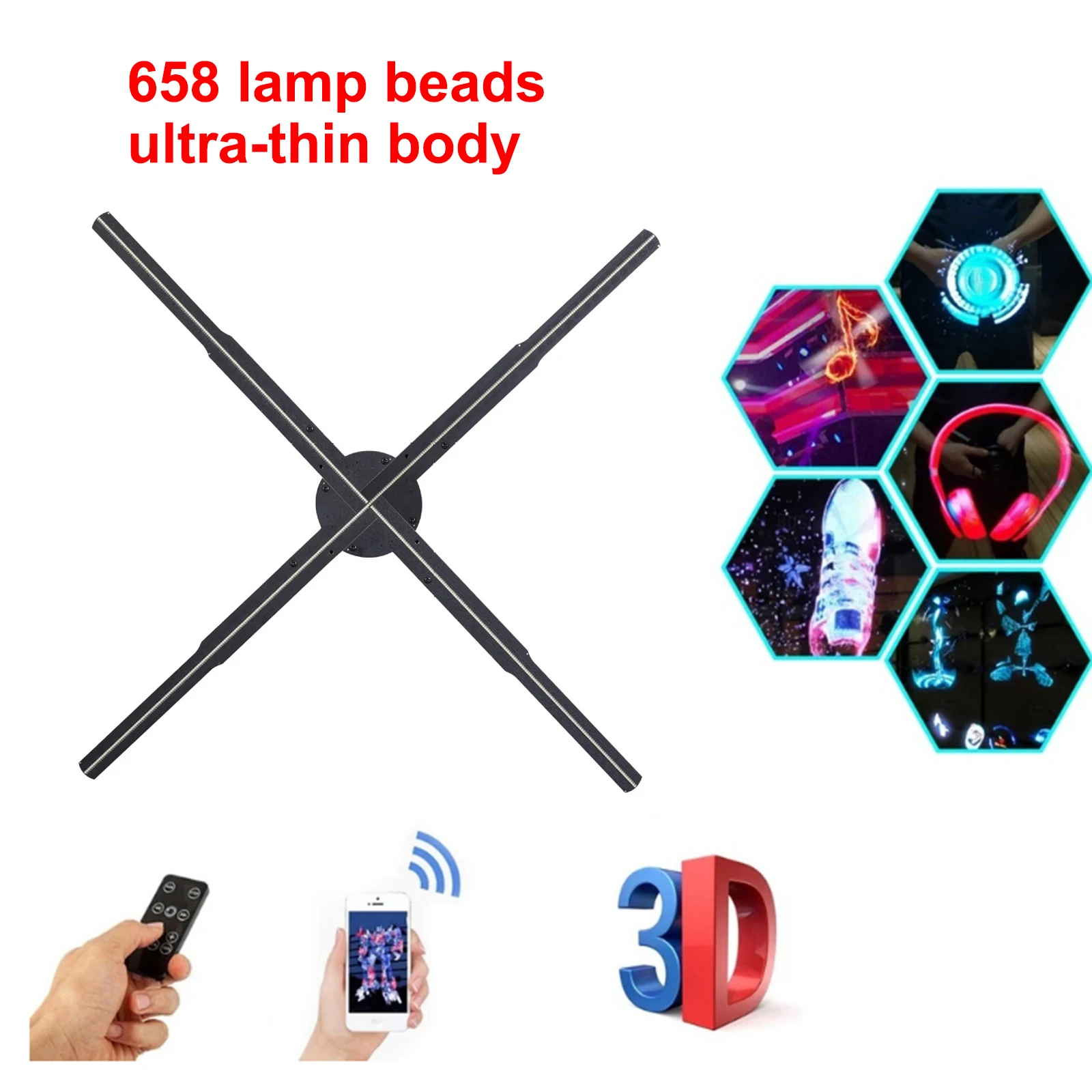 56cm 3D Holographic Projector Advertising Machine WIFI Naked Eye 3D Holographic Projector Remote Advertising Display Support