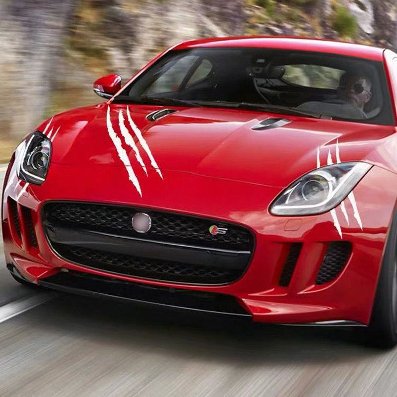 Monster Reflective Car Sticker Claw Marks Scratch Stripe Auto Headlight Decal Dinosaur Raptor Paw Marks Decor Accessories smile