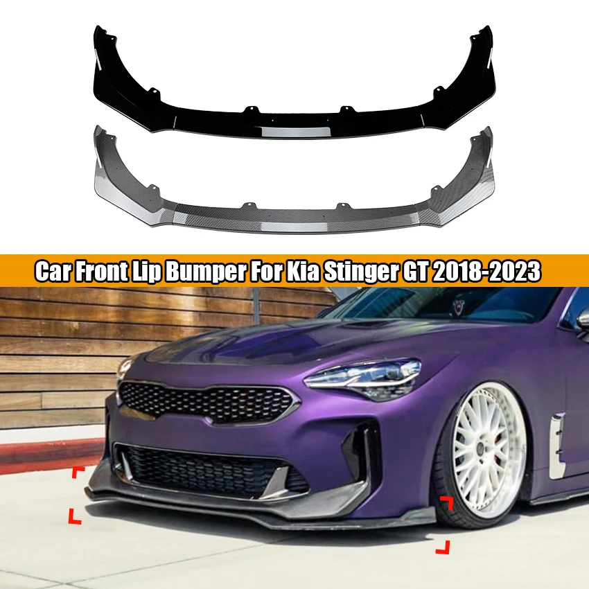 For Kia Stinger GT 2018-2023 3Pcs Car Front Lip Bumper Splitter Diffuser Body Kit Spoiler Tuning Guard Deflector Lips Covers