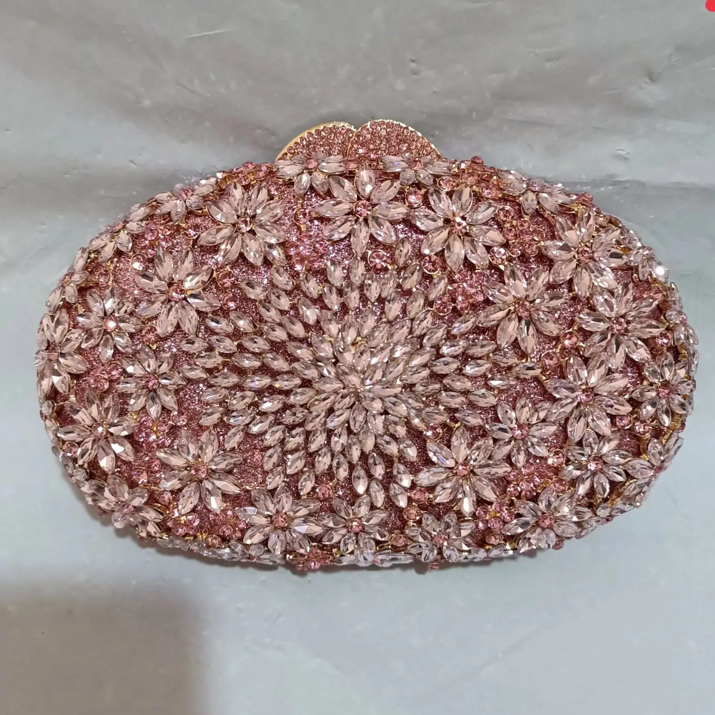 Pink Clutch Women Flower Bags Stone Evening Bags Bridal Rhinestone Handbags Wedding Clutches Bags Dinner Minaudiere ddmysmile Purse Smile