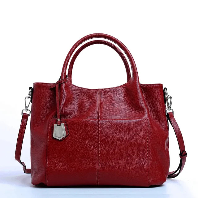 New Autumn Natural Soft Cow Leather Women's Handbag All-Match Mid Age Ladies Shoulder Bag Large Casual Cowskin Tote For Mom Zipper Style Genuine 