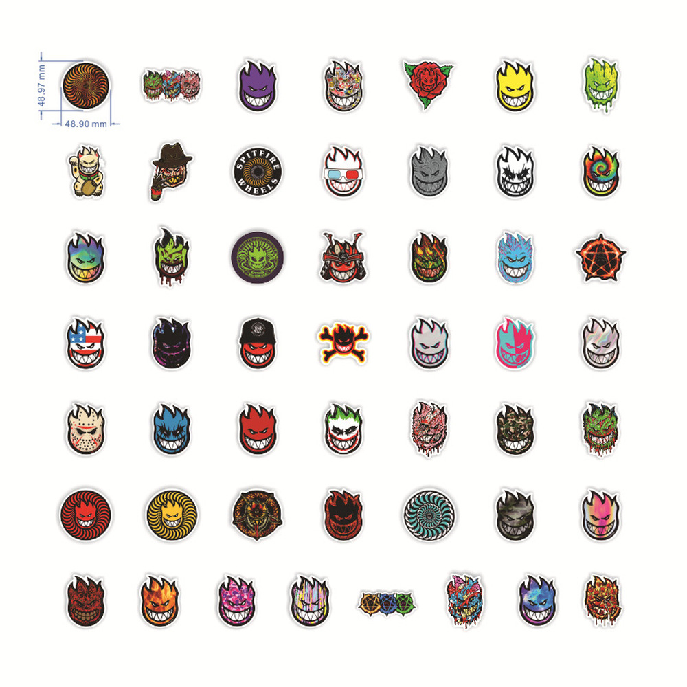 15/50Pcs Brand Spitfire Cool Stickers Waterproof Skateboard Car Guitar Motorcycle Luggage Suitcase Graffiti DIY Sticker Kids Toy