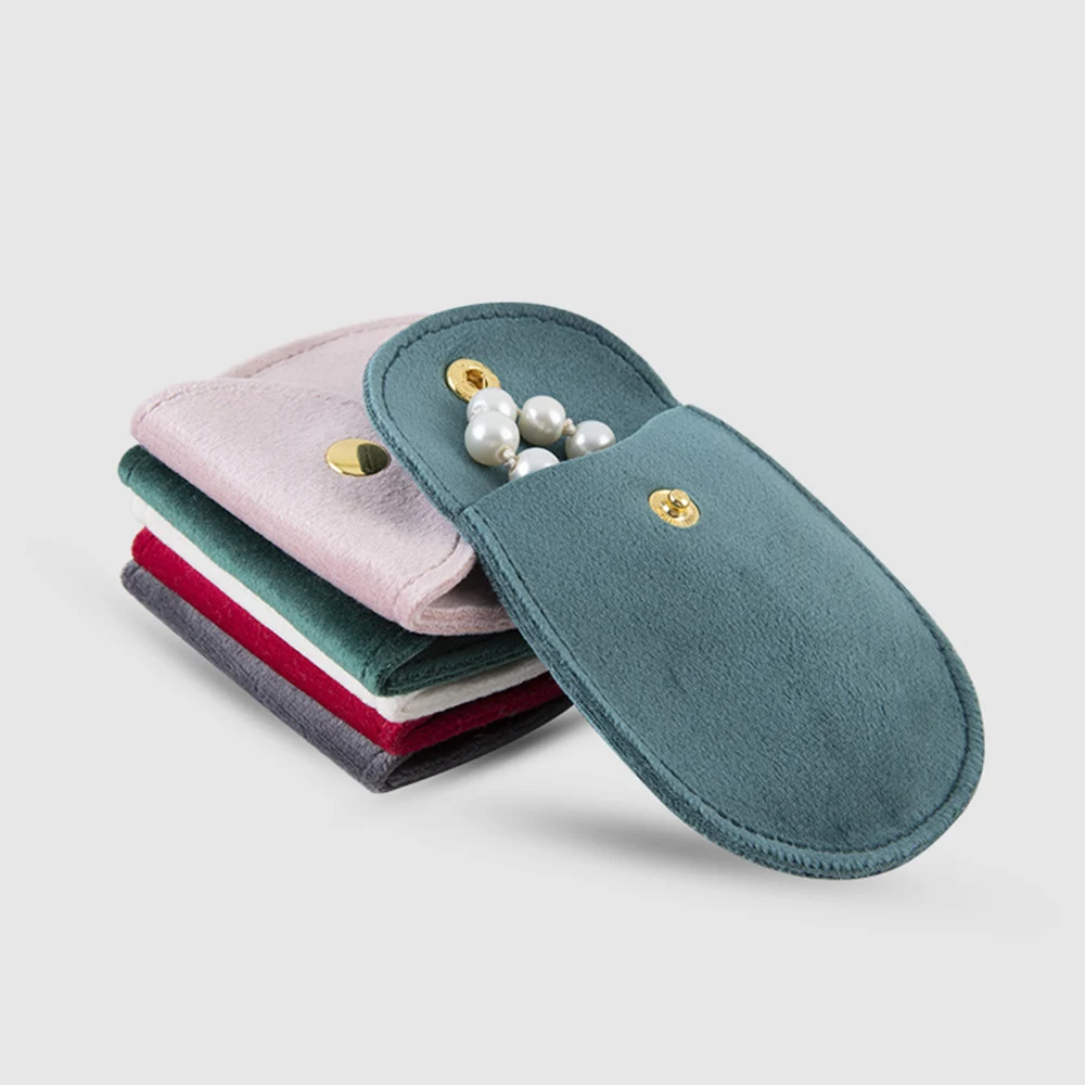 Bag Packaging 1Pc Jewelry Snap Fastener Superior Soft Veet Gift Bracelet Bag Necklace Earrings Ring Storage Pouch ddmysmile Accessories Smile