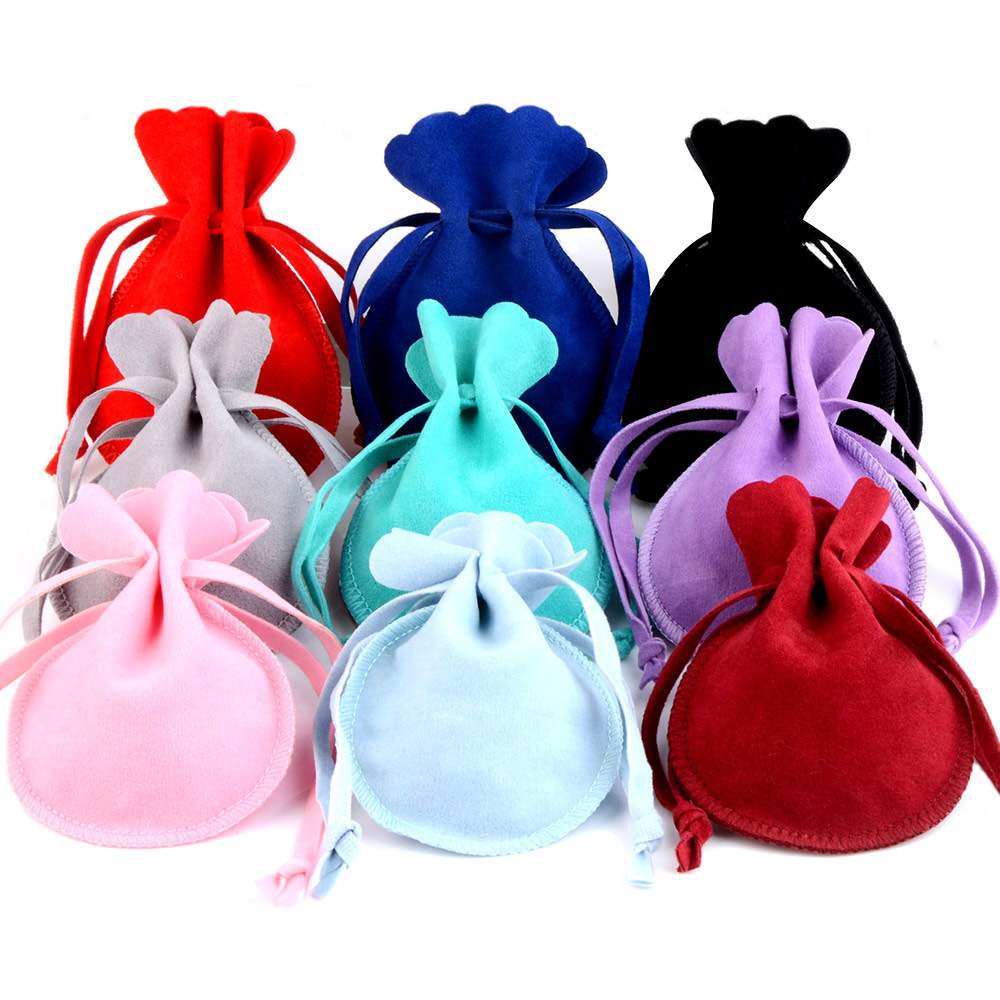Double-Sided 10Pcs/Lot Drawstring Round Veet Bag 7X9 9X12cm Jewelry Packaging Bag Wedding Pouches ddmysmile Dustproof Flannel Smile