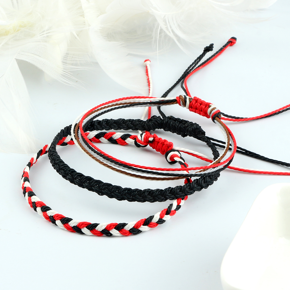 Set Handmade Knot Red Wax String Braid Bracelets Couple Adjustable Men Women Bohemian Waterproof Bangles Friendship Jewelry Gift