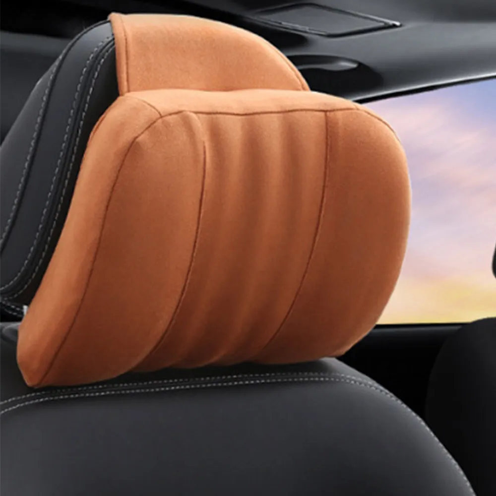 Car Seat Breathable Headrest Car Neck Pillow Suede Fabric Car Neck Headrest Pillow Car Seat Pillow Memory Rest For Car Interior smile