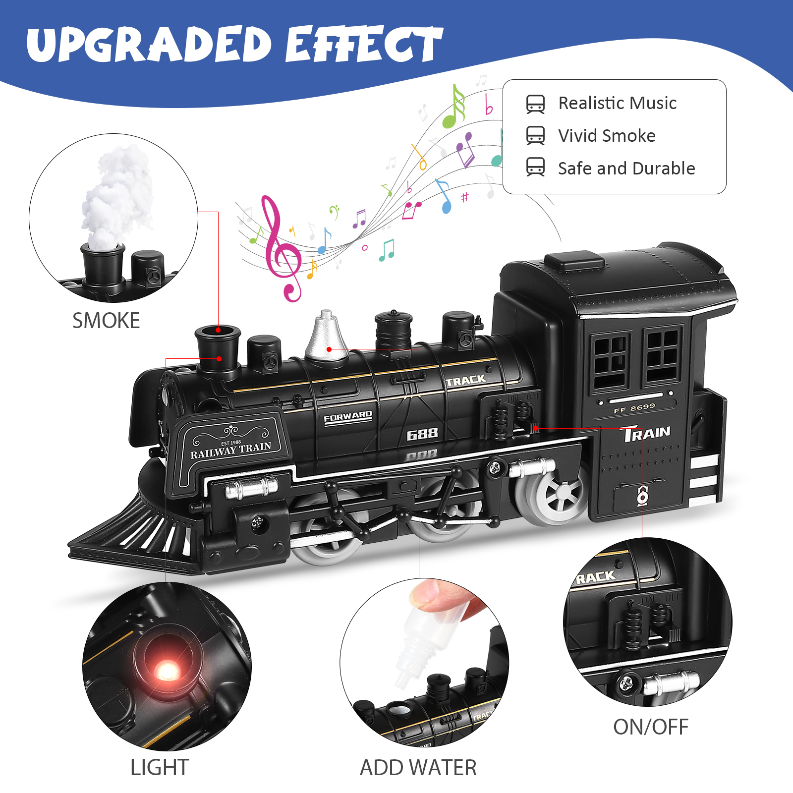 Small Train Freight Electric Model Kids Steam Engine Locomotive Toy Car Railway Plastic