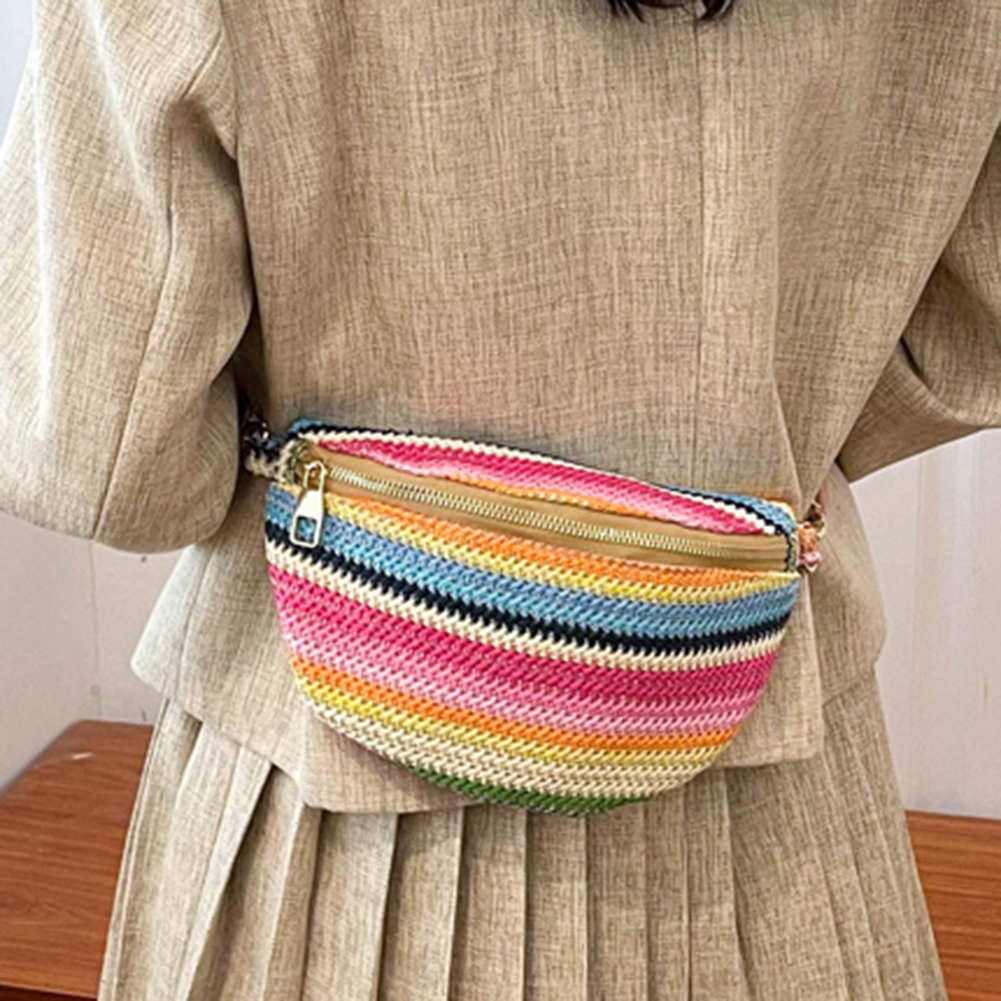 Women's Chest Bag Rainbow Striped Waist Bag Shoulder Crossbody Chest Bags Designer Handbags Female Belt Bag Phone Bags Wallets