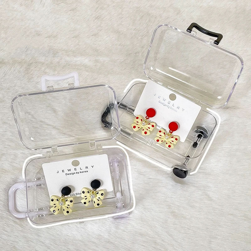 Box Display Mini Jewelry For Women Girls Plastic Transparent Travel Trolley Box Hairband Hairpin Organizer Candy Gift Packaging smile