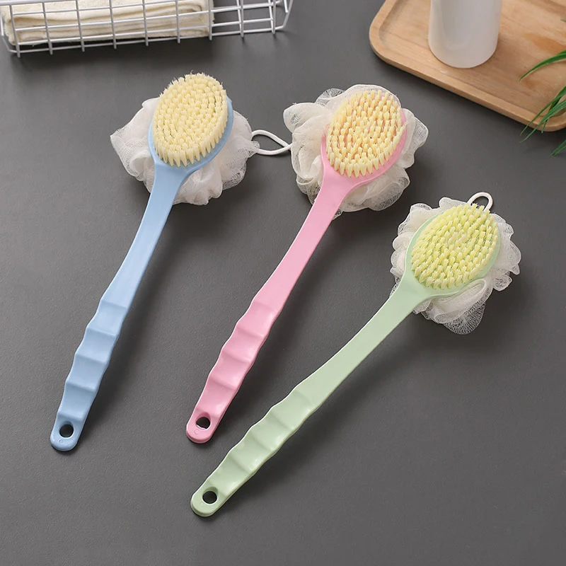 Long-handled Scrubbing Artifact Brush Bath Scrubbing Towel Household Bathroom Supplies Soft Hair Bathing Back Scrubbing Brush smile
