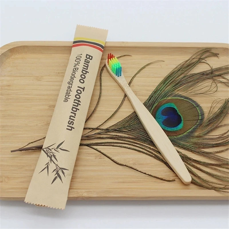 Bamboo Toothbrushes 100Pcs Eco Friendly Resuable Toothbrush 2025 Adult Wooden Soft Tooth Brush Eco new Friendly Vegan